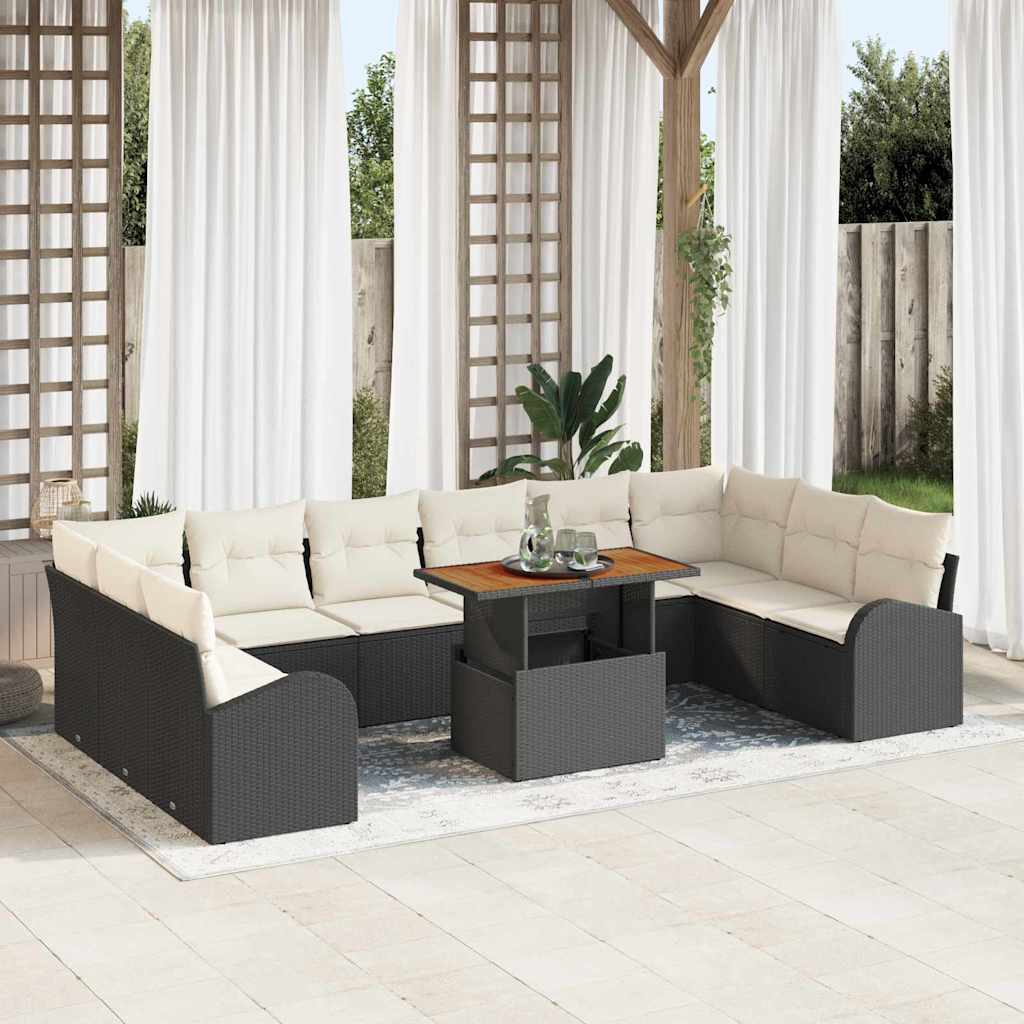 Tuin Sofa Set met opslag 11 pcs Zwart Poly riet is nu te koop bij PeponiXL, paradijselijk wonen!