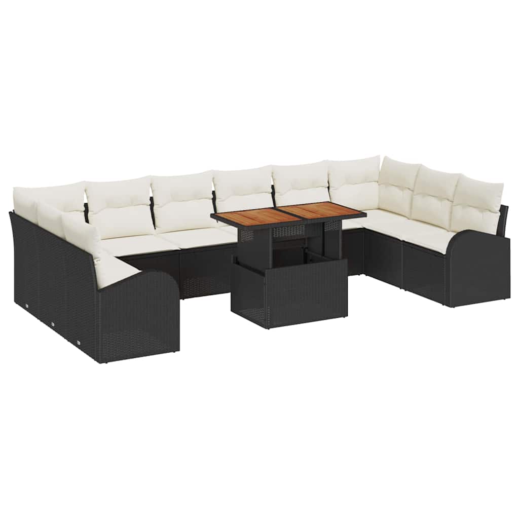 Tuin Sofa Set met opslag 11 pcs Zwart Poly riet is nu te koop bij PeponiXL, paradijselijk wonen!
