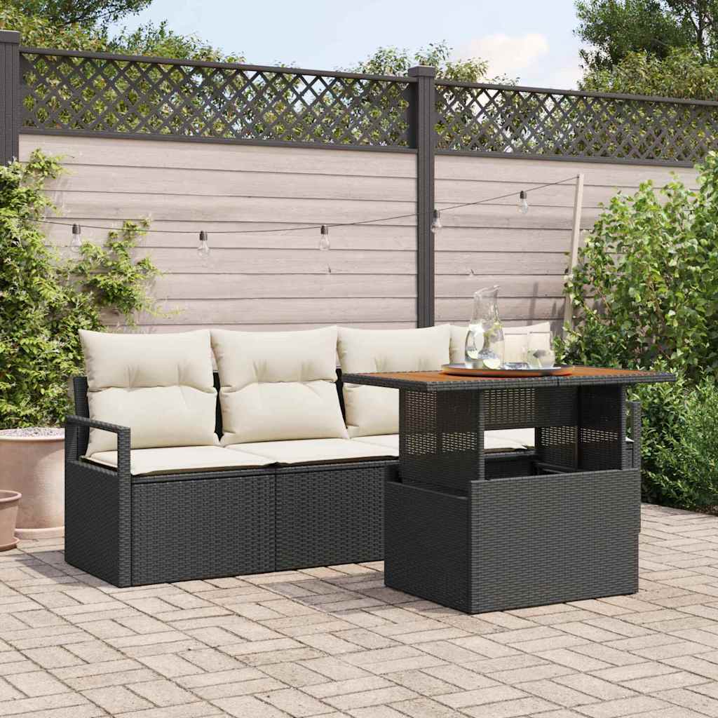 Tuin Sofa Set met opslag 5 pcs Zwart Poly riet is nu te koop bij PeponiXL, paradijselijk wonen!