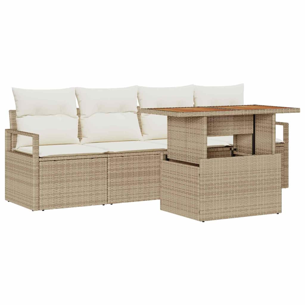 Tuin Sofa Set met opslag 5 pcs Beige Poly riet is nu te koop bij PeponiXL, paradijselijk wonen!