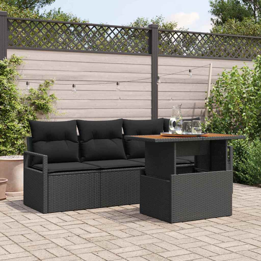 Tuin Sofa Set met opslag 5 pcs Zwart Poly riet is nu te koop bij PeponiXL, paradijselijk wonen!