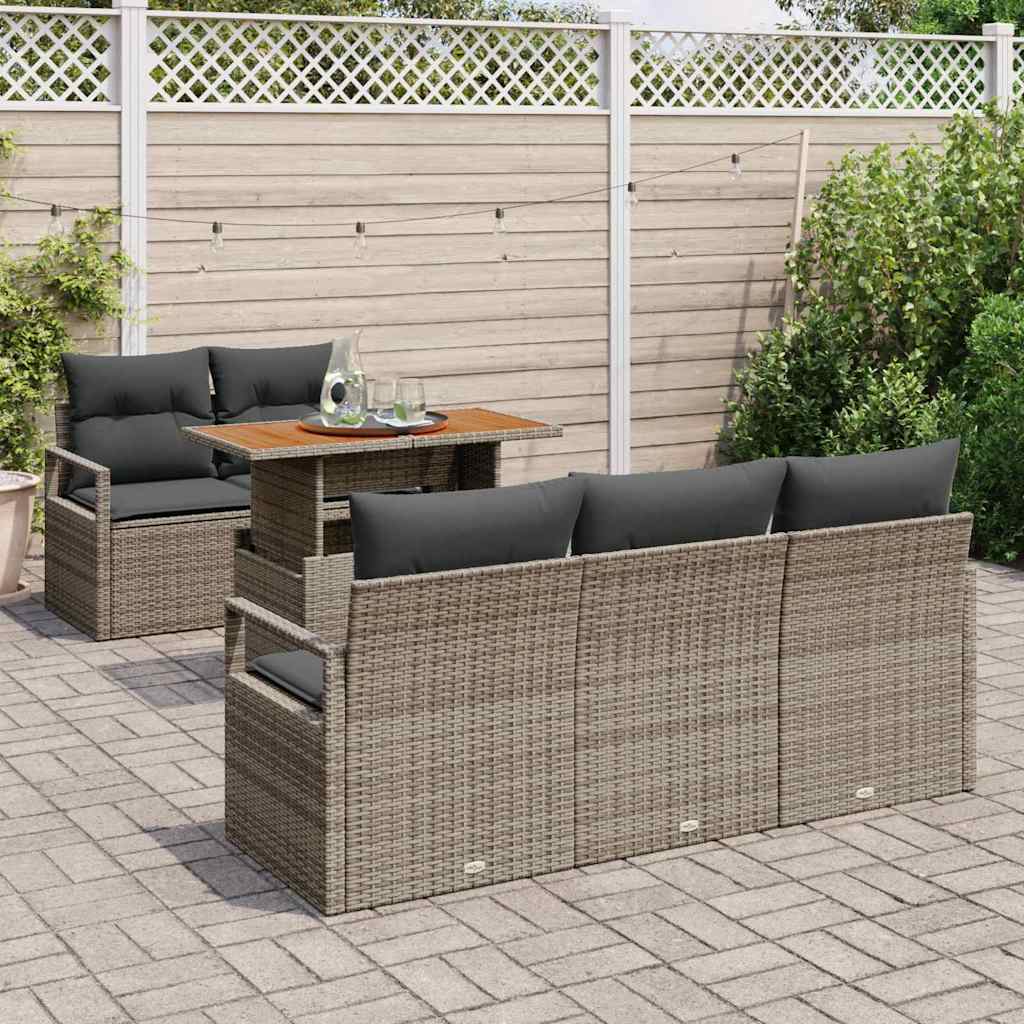 Tuin Sofa Set met opslag 6 pcs Grijs Poly riet is nu te koop bij PeponiXL, paradijselijk wonen!