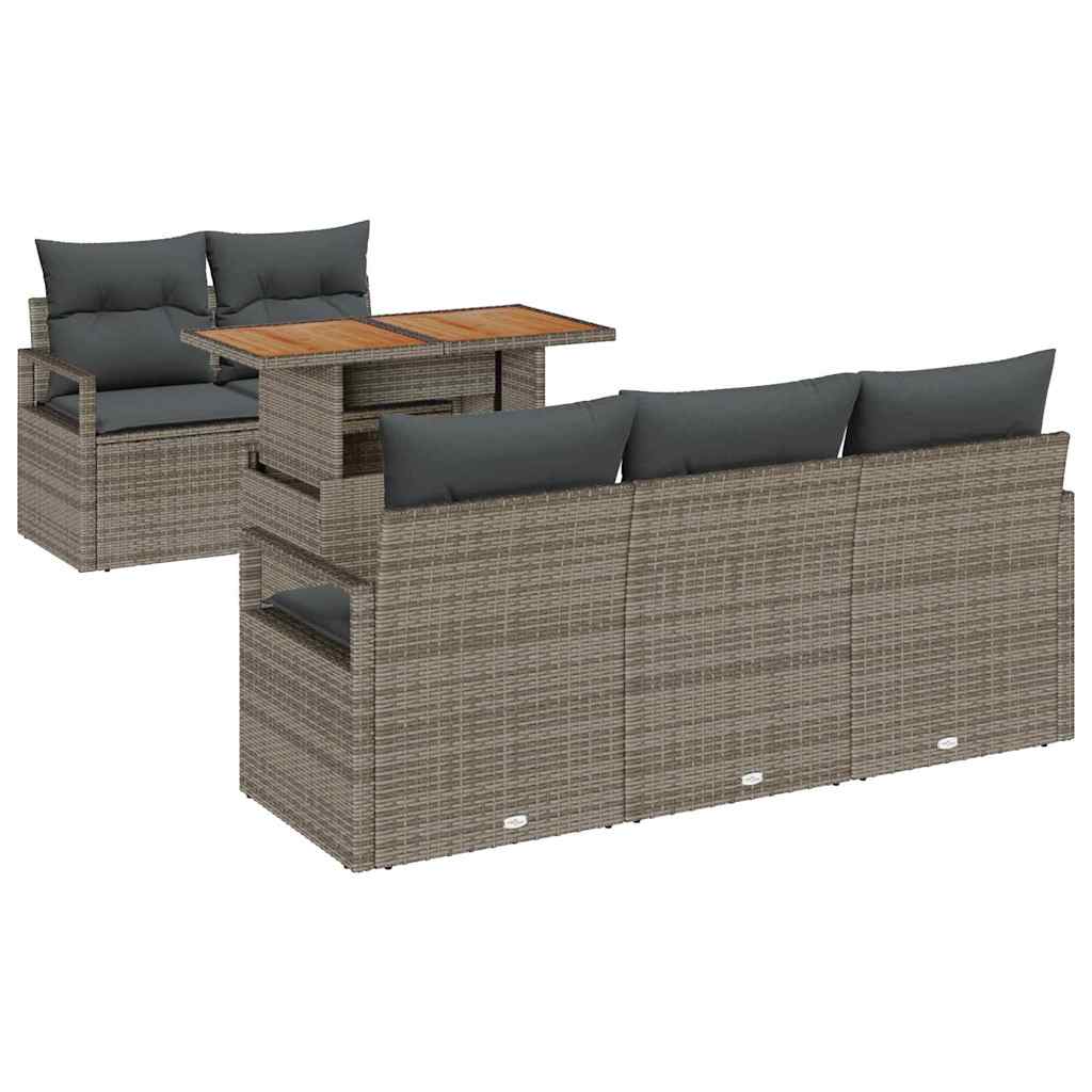 Tuin Sofa Set met opslag 6 pcs Grijs Poly riet is nu te koop bij PeponiXL, paradijselijk wonen!
