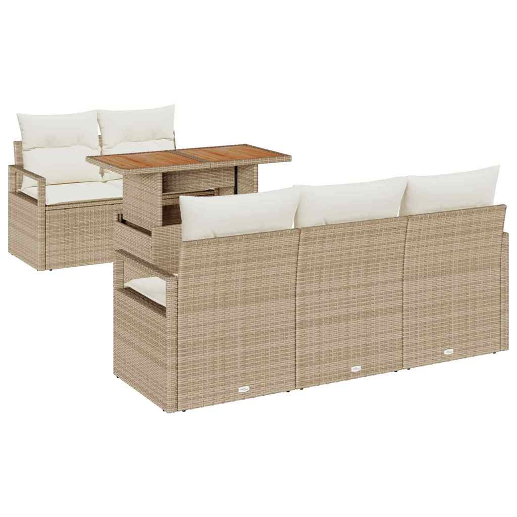 Tuin Sofa Set met opslag 6 pcs Beige Poly riet is nu te koop bij PeponiXL, paradijselijk wonen!