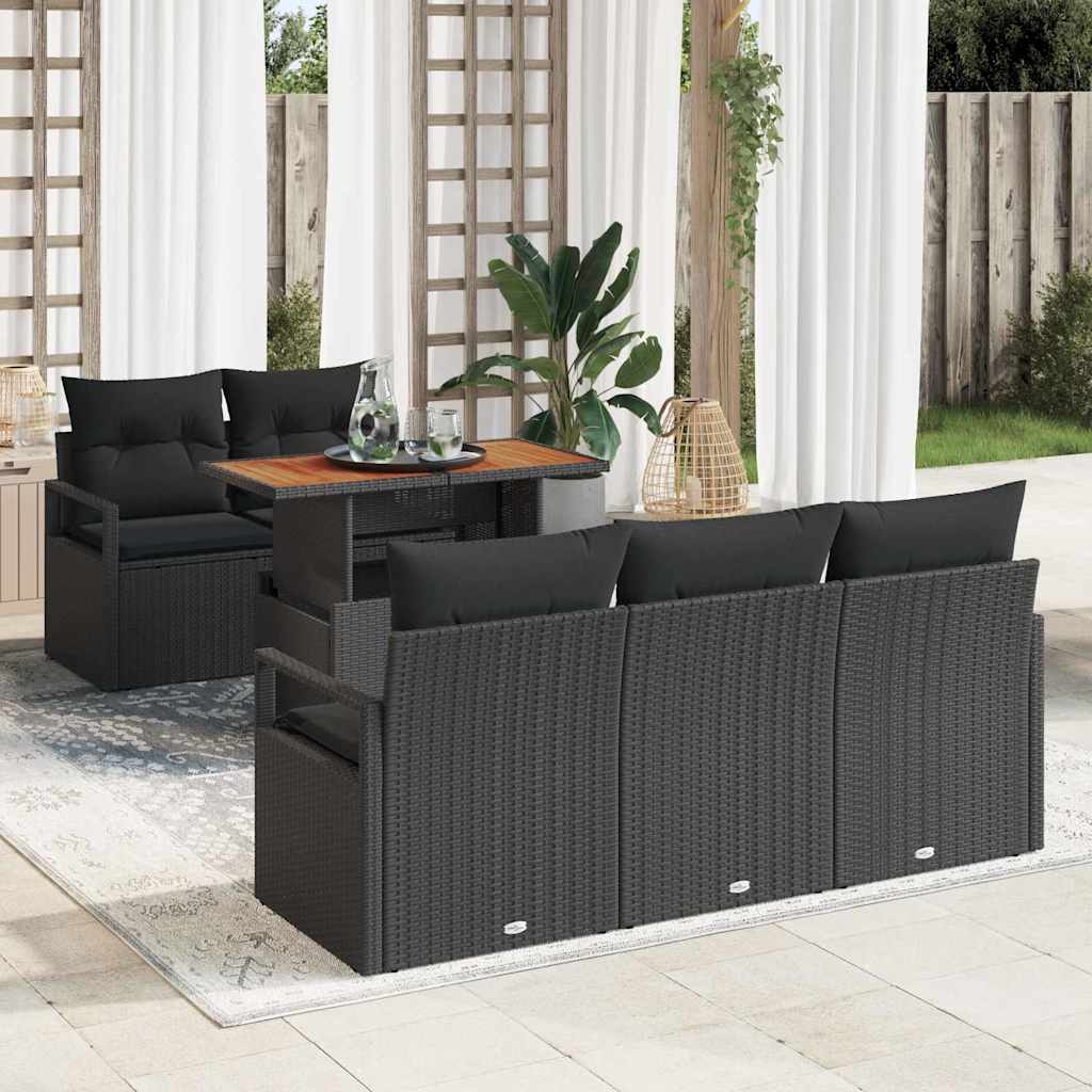 Tuin Sofa Set met opslag 6 pcs Zwart Poly riet is nu te koop bij PeponiXL, paradijselijk wonen!