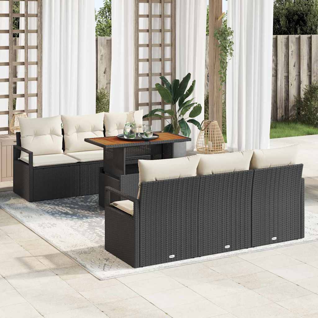 Tuin Sofa Set met opslag 7 pcs Zwart Poly riet is nu te koop bij PeponiXL, paradijselijk wonen!