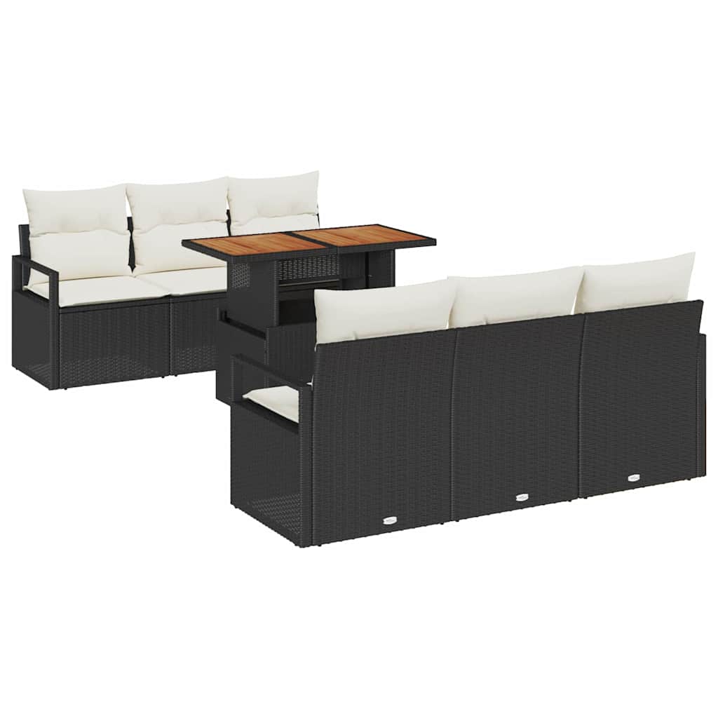 Tuin Sofa Set met opslag 7 pcs Zwart Poly riet is nu te koop bij PeponiXL, paradijselijk wonen!
