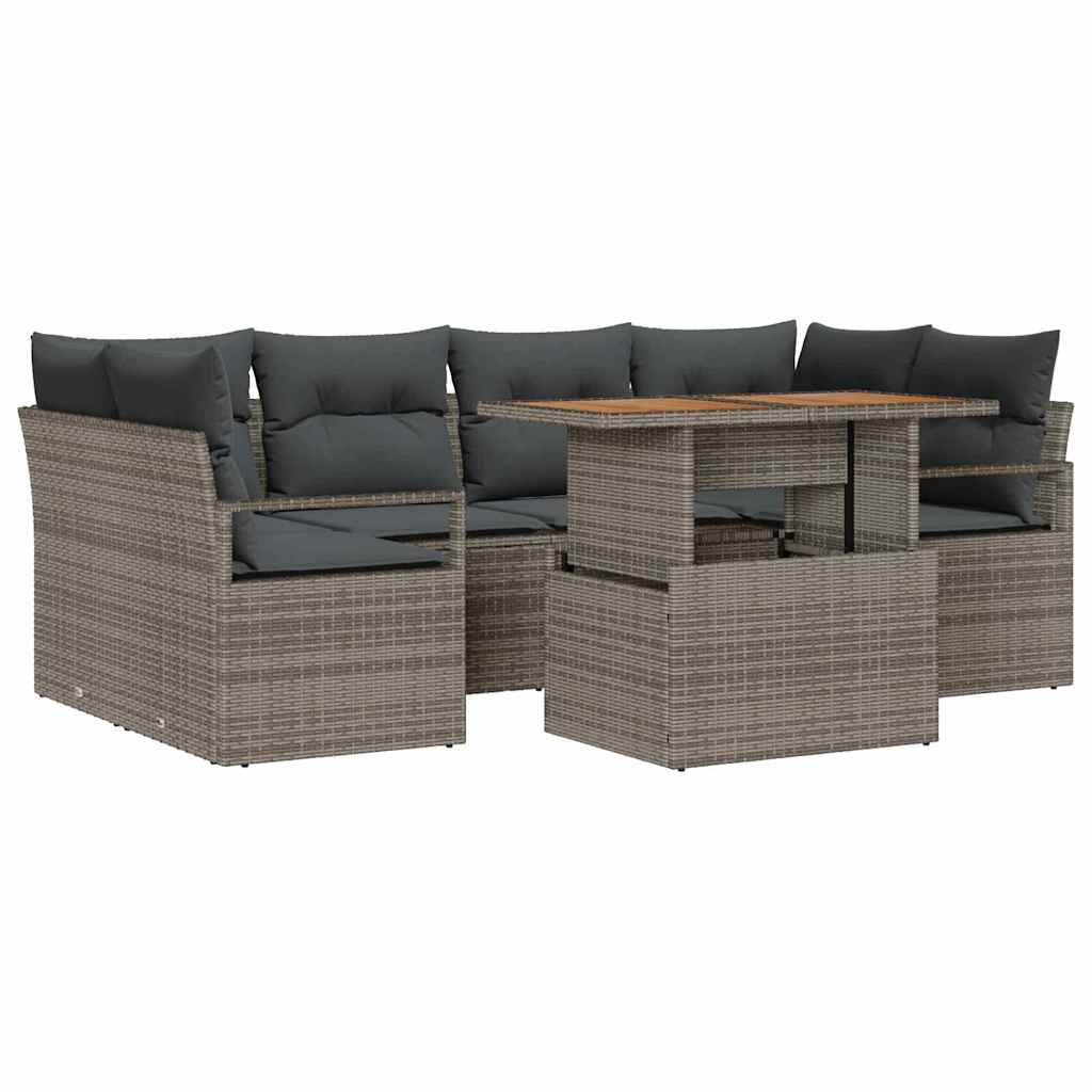 Tuin Sofa Set met opslag 7 pcs Grijs Poly riet is nu te koop bij PeponiXL, paradijselijk wonen!