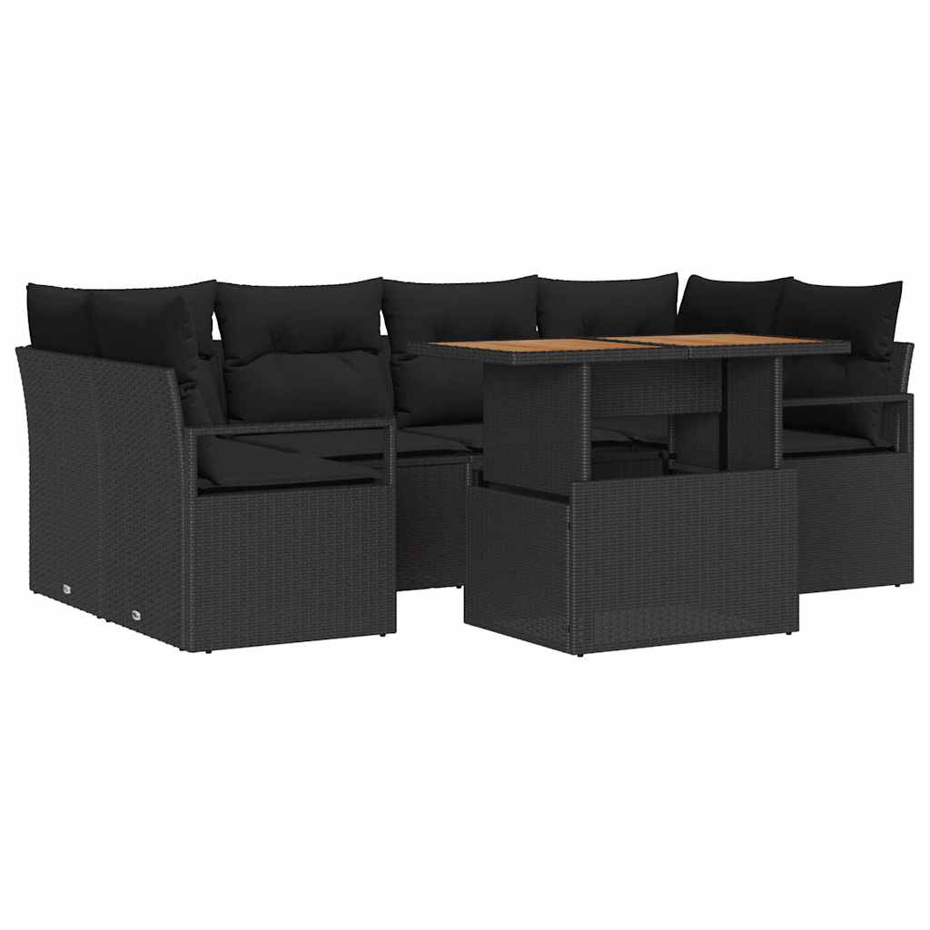 Tuin Sofa Set met opslag 7 pcs Zwart Poly riet is nu te koop bij PeponiXL, paradijselijk wonen!
