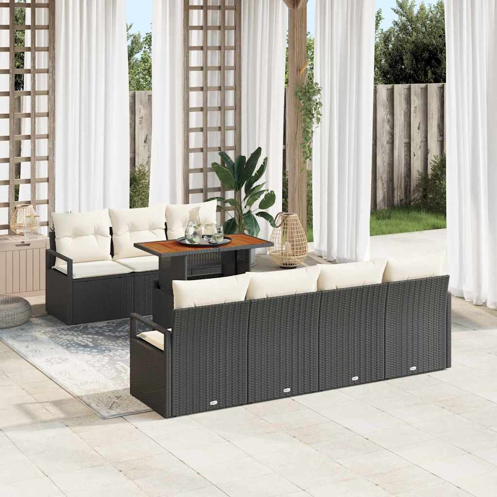 Tuin Sofa Set met opslag 8 pcs Zwart Poly riet is nu te koop bij PeponiXL, paradijselijk wonen!