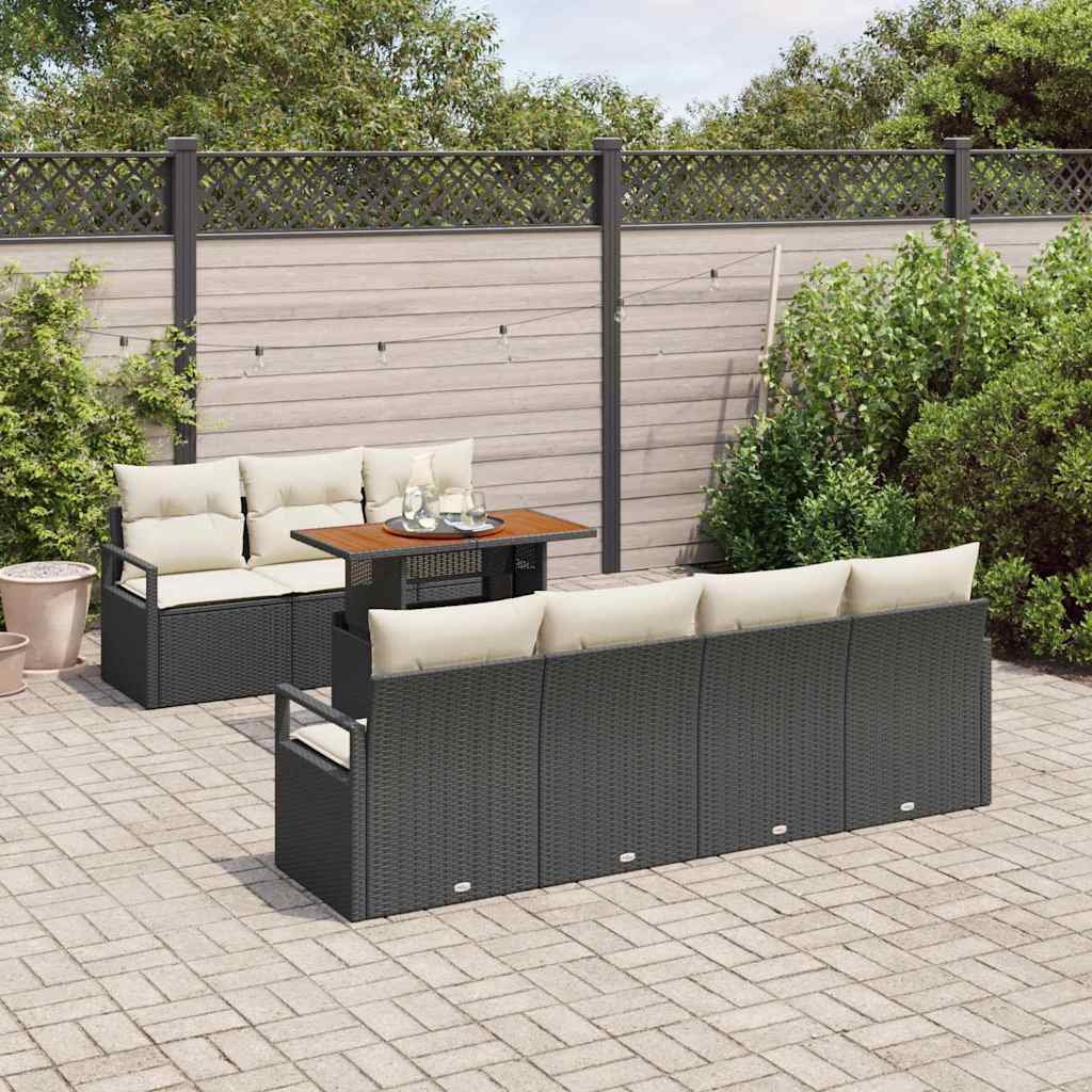 Tuin Sofa Set met opslag 8 pcs Zwart Poly riet is nu te koop bij PeponiXL, paradijselijk wonen!