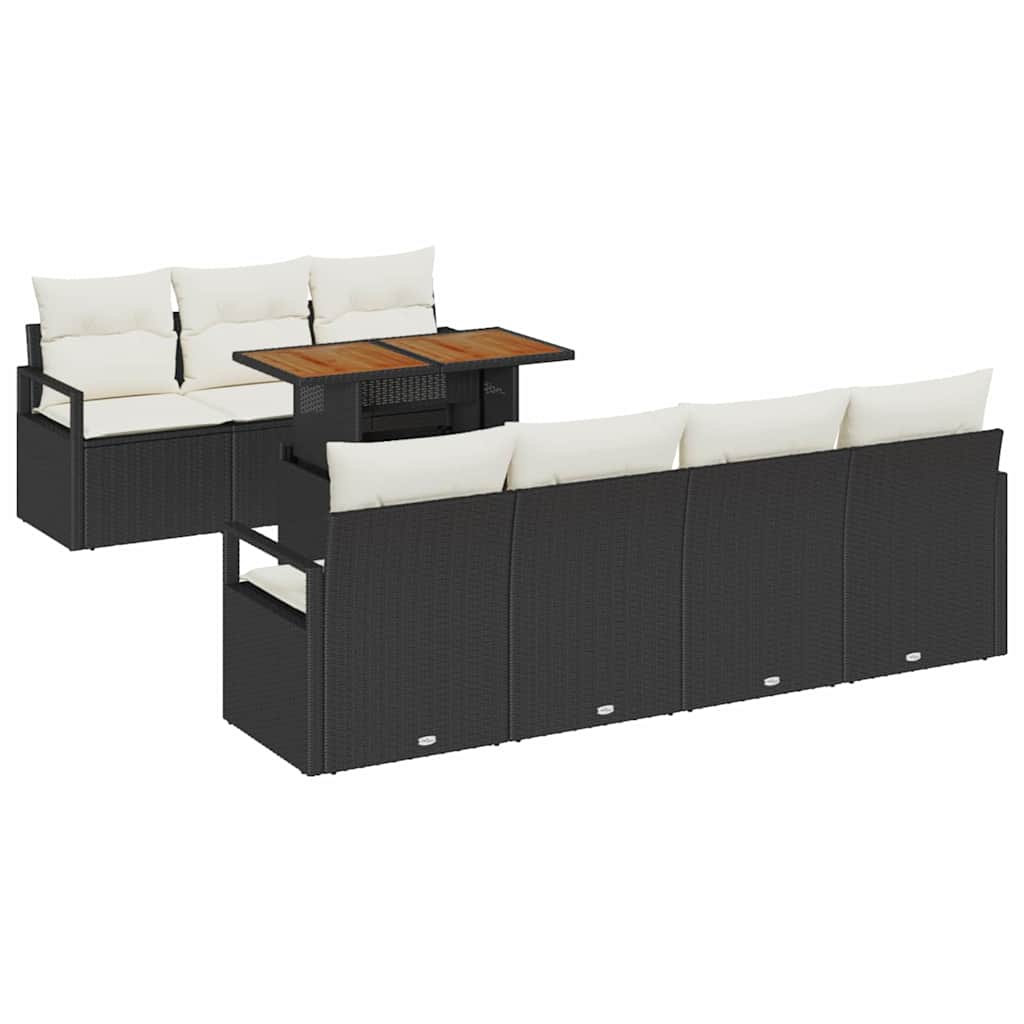 Tuin Sofa Set met opslag 8 pcs Zwart Poly riet is nu te koop bij PeponiXL, paradijselijk wonen!