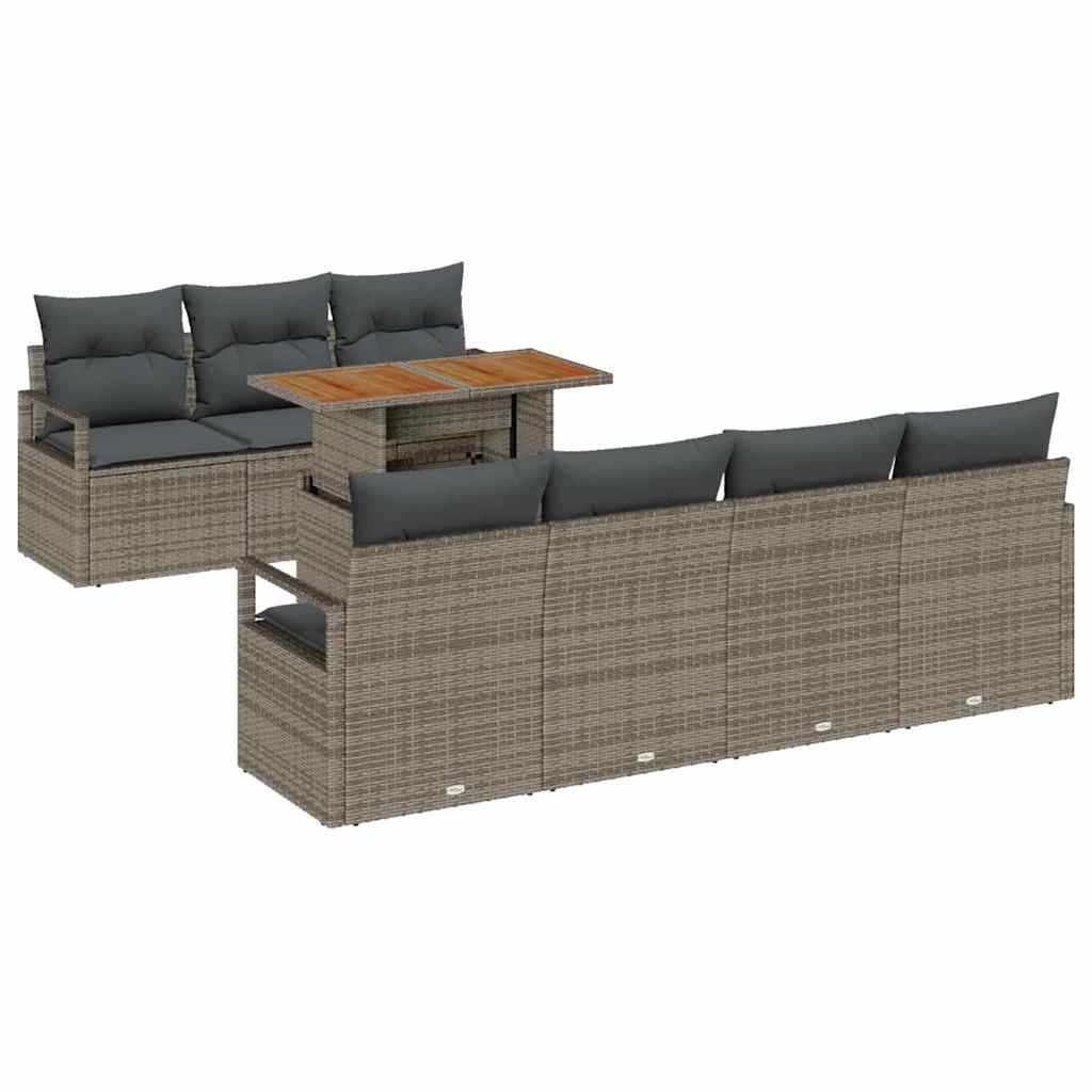 Tuin Sofa Set met opslag 8 pcs Grijs Poly riet is nu te koop bij PeponiXL, paradijselijk wonen!
