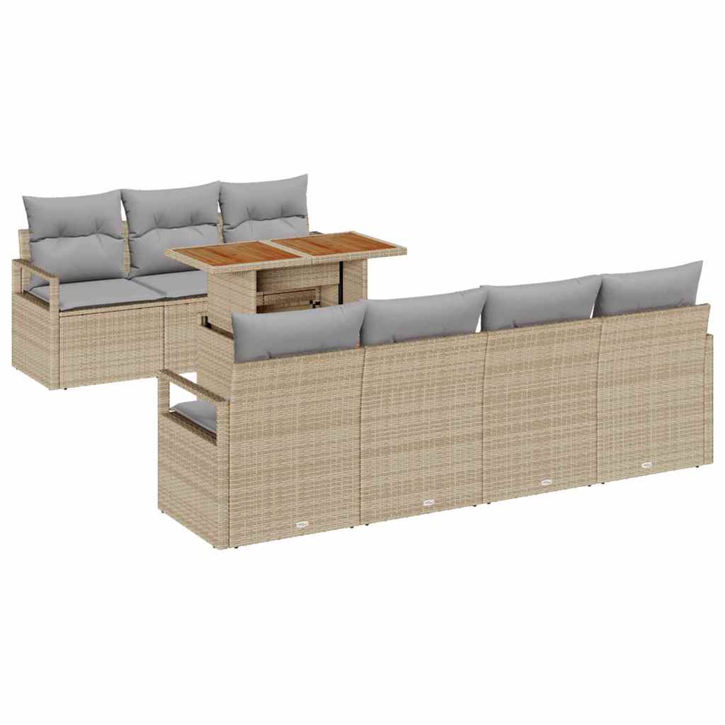 Tuin Sofa Set met opslag 8 pcs Beige Poly riet is nu te koop bij PeponiXL, paradijselijk wonen!