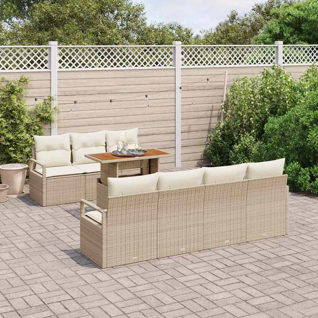 Tuin Sofa Set met opslag 8 pcs Beige Poly riet is nu te koop bij PeponiXL, paradijselijk wonen!