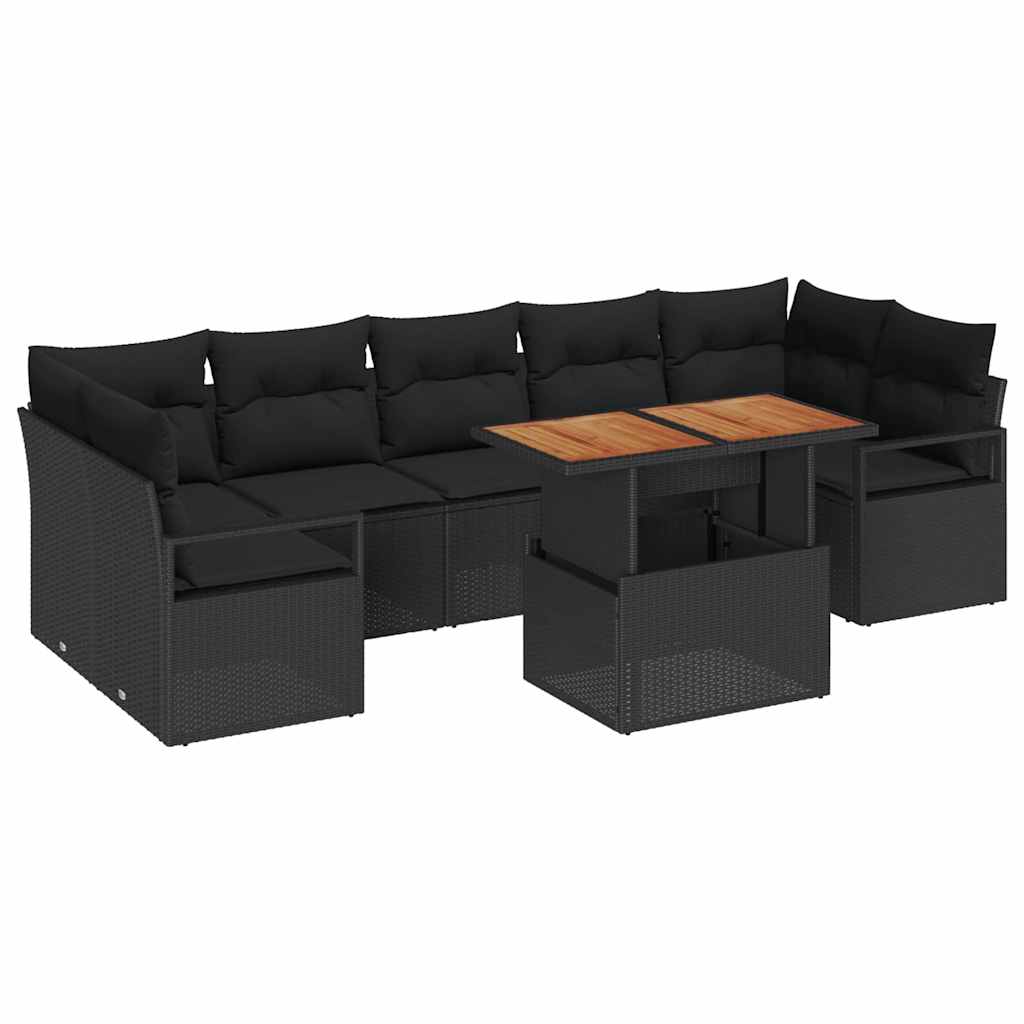 Tuin Sofa Set met opslag 8 pcs Zwart Poly riet is nu te koop bij PeponiXL, paradijselijk wonen!