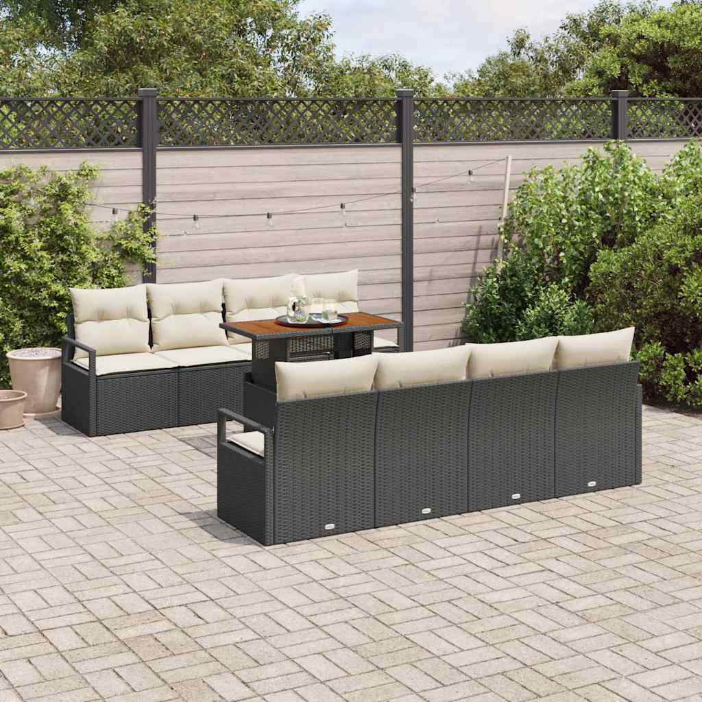 Tuin Sofa Set met opslag 9 pcs Zwart Poly riet is nu te koop bij PeponiXL, paradijselijk wonen!