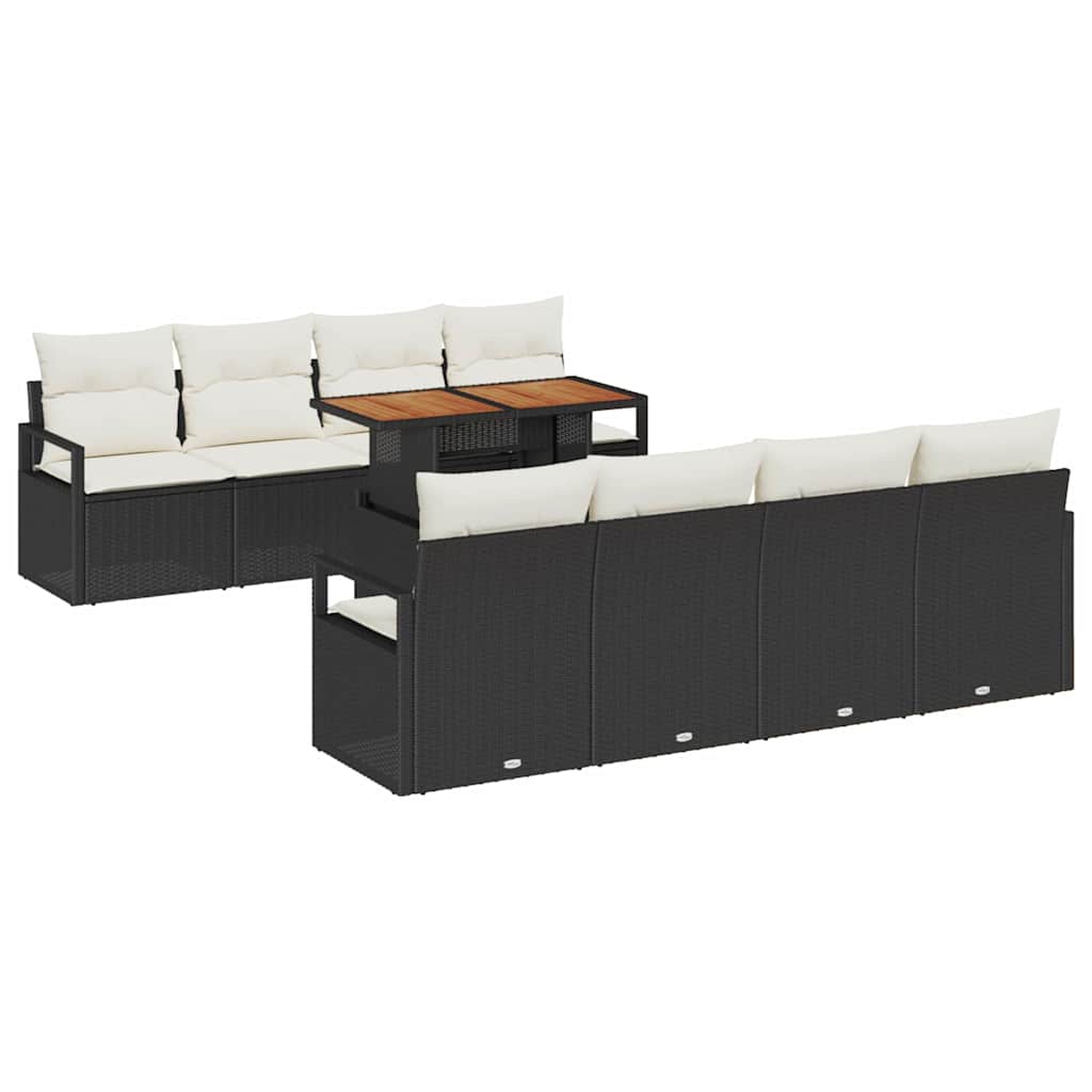 Tuin Sofa Set met opslag 9 pcs Zwart Poly riet is nu te koop bij PeponiXL, paradijselijk wonen!