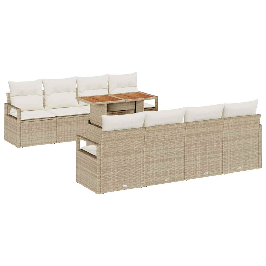 Tuin Sofa Set met opslag 9 pcs Beige Poly riet is nu te koop bij PeponiXL, paradijselijk wonen!