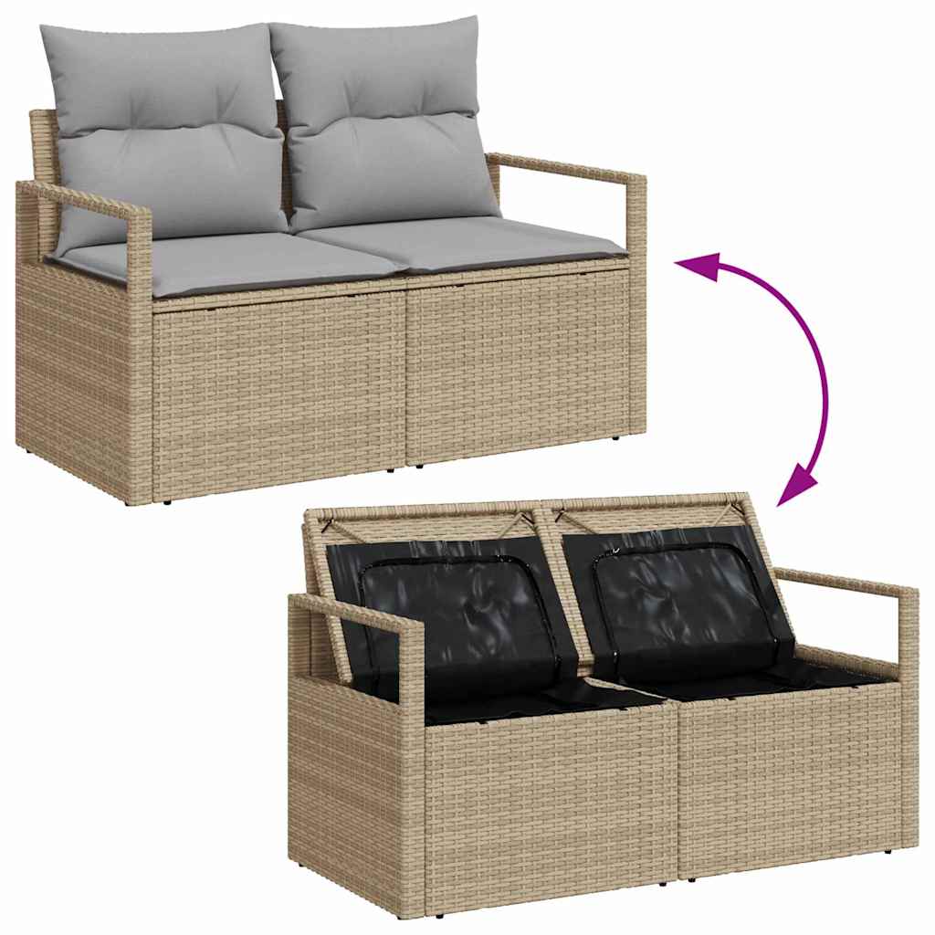 Tuin Sofa Set met opslag 6 pcs Beige Poly riet is nu te koop bij PeponiXL, paradijselijk wonen!