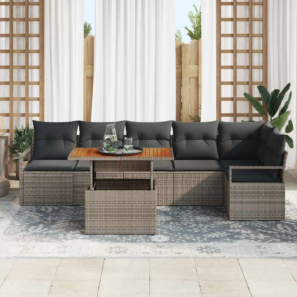 Tuin Sofa Set met opslag 7 pcs Grijs Poly riet is nu te koop bij PeponiXL, paradijselijk wonen!