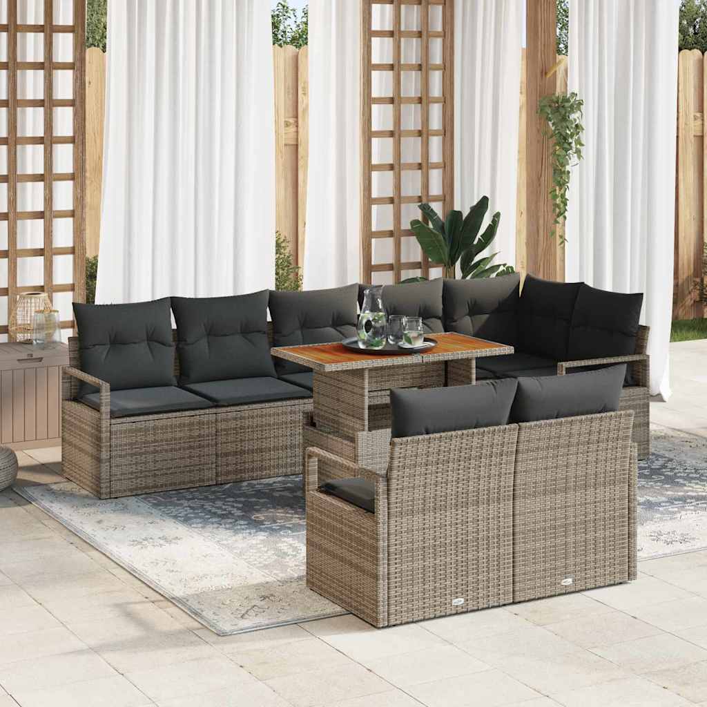Tuin Sofa Set met opslag 9 pcs Grijs Poly riet is nu te koop bij PeponiXL, paradijselijk wonen!