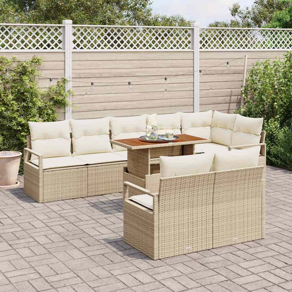 Tuin Sofa Set met opslag 9 pcs Beige Poly riet is nu te koop bij PeponiXL, paradijselijk wonen!