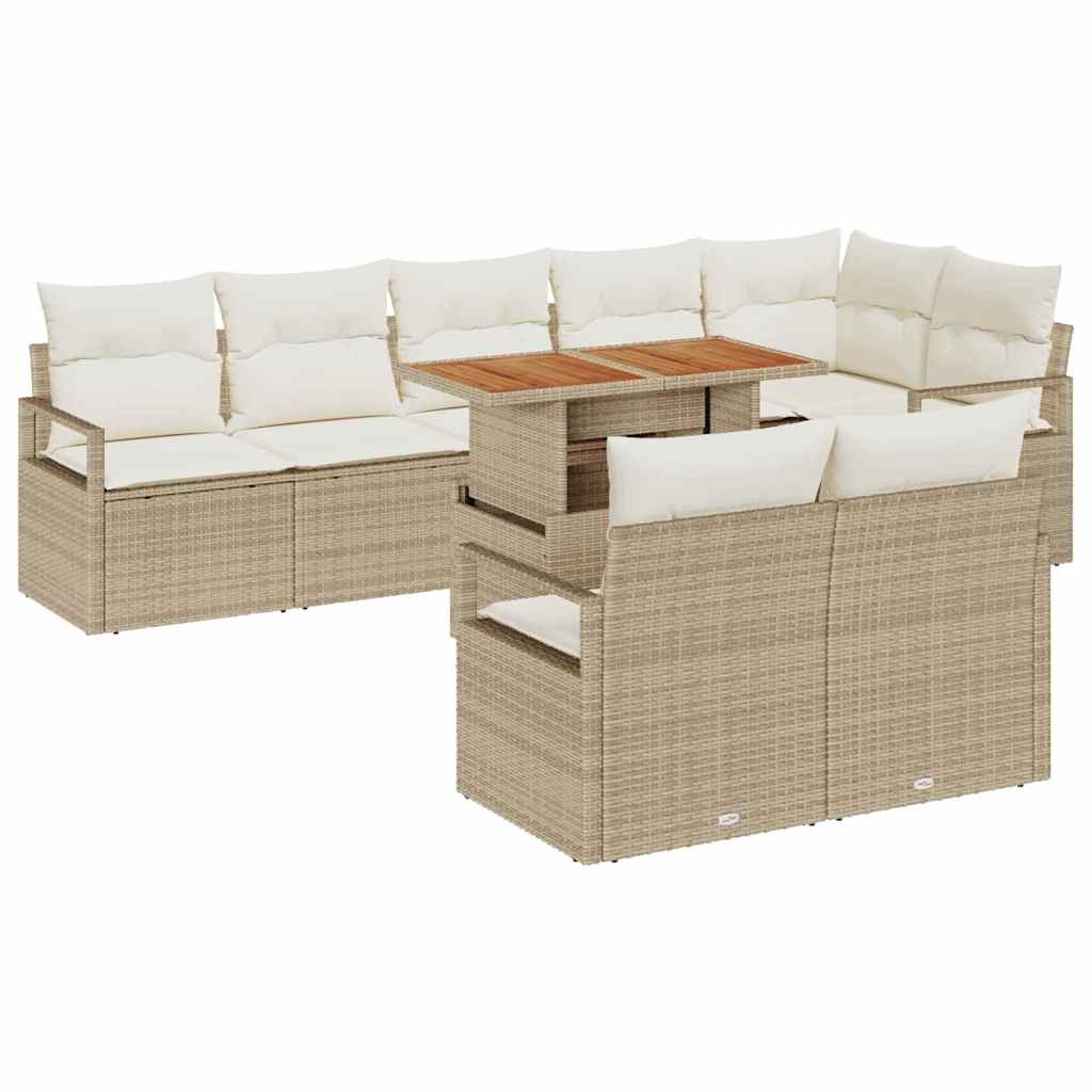 Tuin Sofa Set met opslag 9 pcs Beige Poly riet is nu te koop bij PeponiXL, paradijselijk wonen!