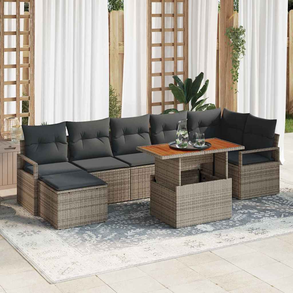 Tuin Sofa Set met opslag 8 pcs Grijs Poly riet is nu te koop bij PeponiXL, paradijselijk wonen!
