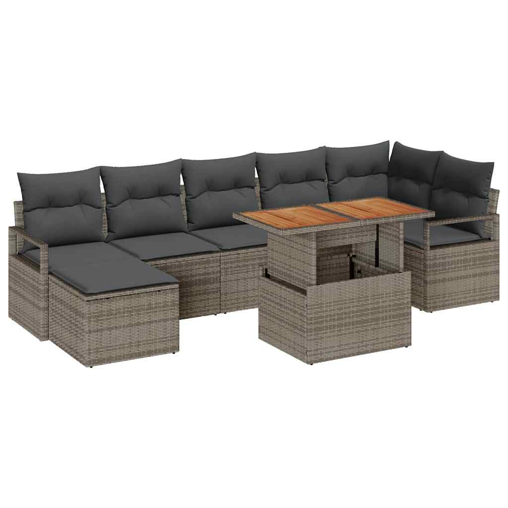 Tuin Sofa Set met opslag 8 pcs Grijs Poly riet is nu te koop bij PeponiXL, paradijselijk wonen!