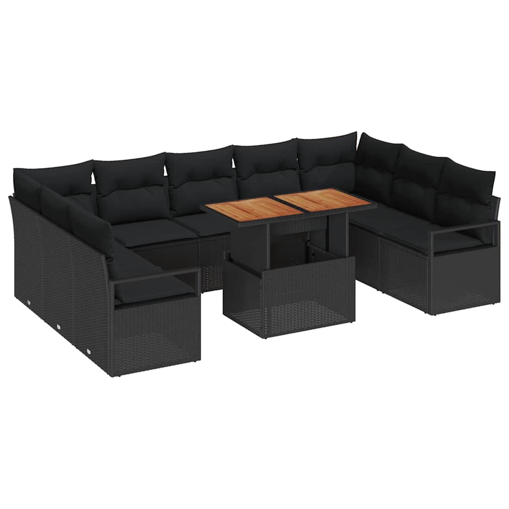 Tuin Sofa Set met opslag 10 pcs Zwart Poly riet is nu te koop bij PeponiXL, paradijselijk wonen!
