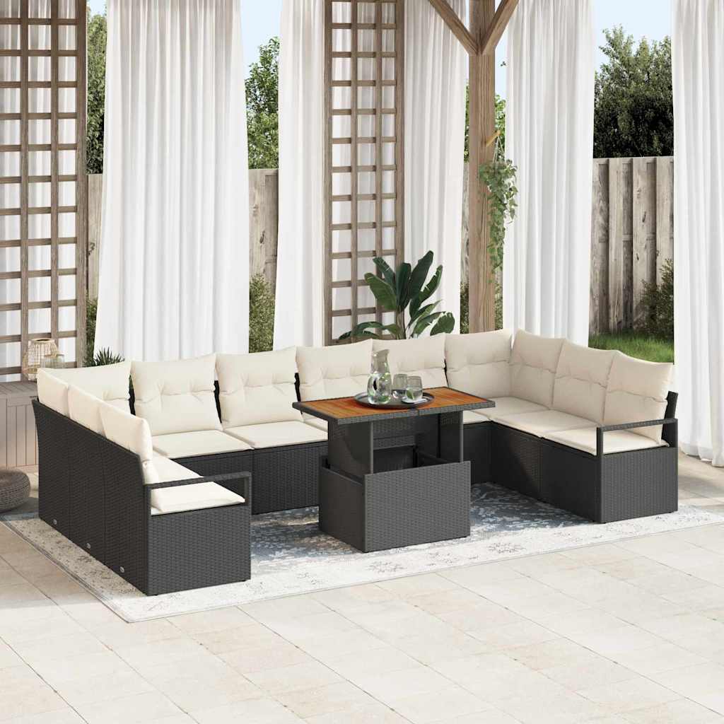Tuin Sofa Set met opslag 11 pcs Zwart Poly riet is nu te koop bij PeponiXL, paradijselijk wonen!