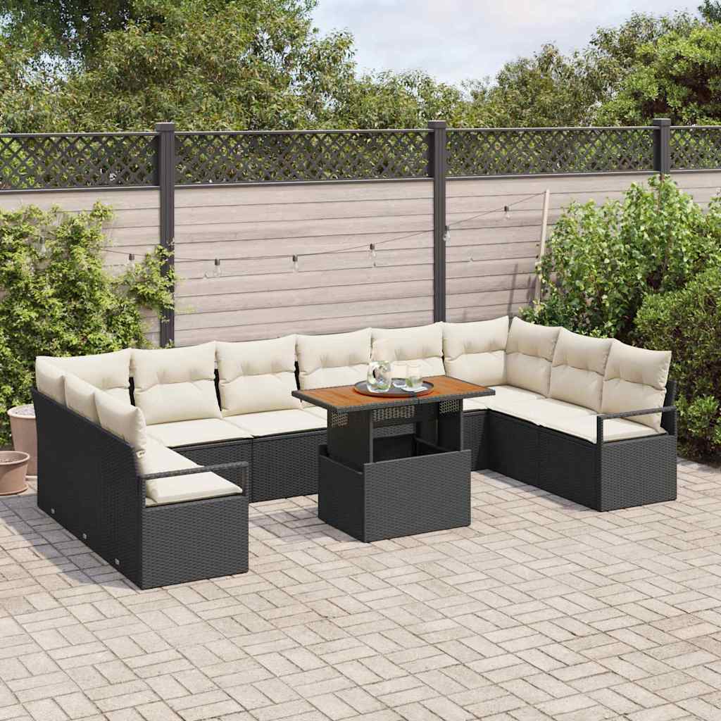 Tuin Sofa Set met opslag 11 pcs Zwart Poly riet is nu te koop bij PeponiXL, paradijselijk wonen!