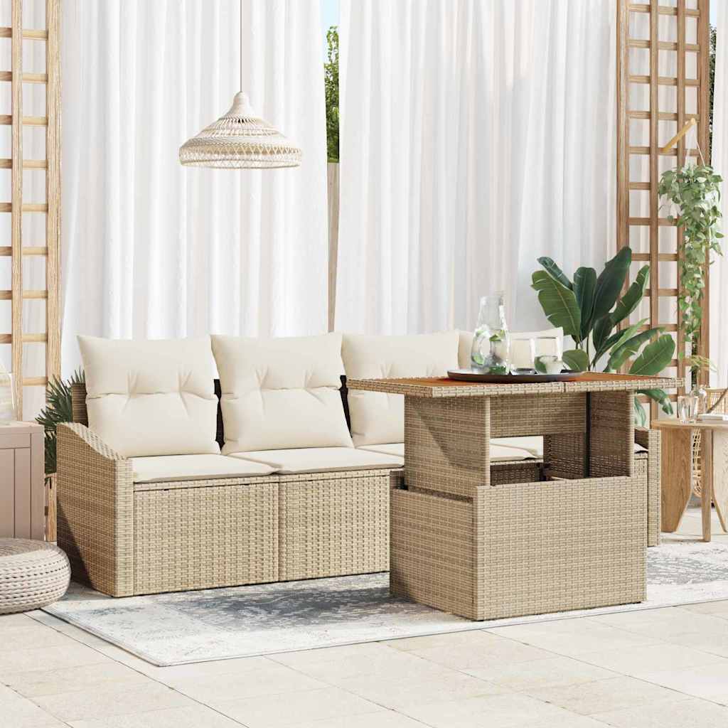 Tuin Sofa Set met opslag 5 pcs Beige Poly riet is nu te koop bij PeponiXL, paradijselijk wonen!