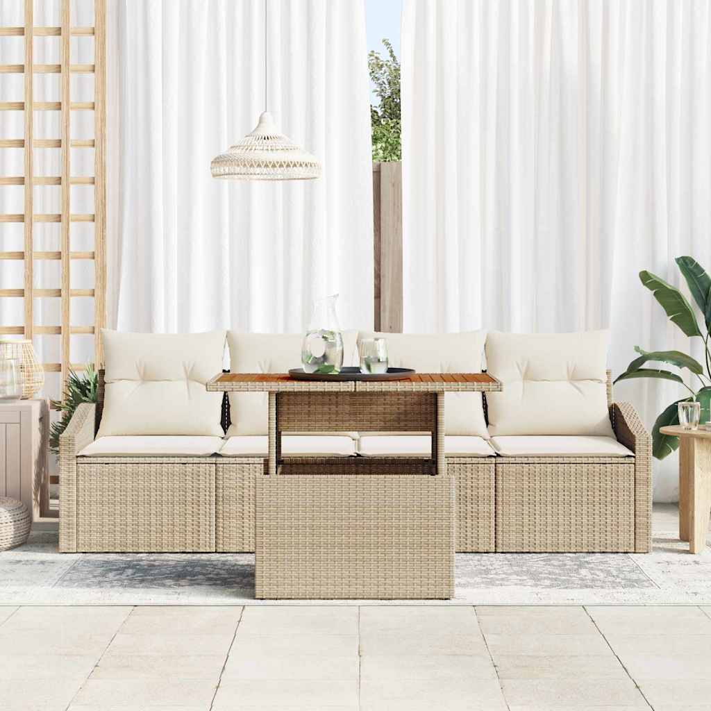 Tuin Sofa Set met opslag 5 pcs Beige Poly riet is nu te koop bij PeponiXL, paradijselijk wonen!