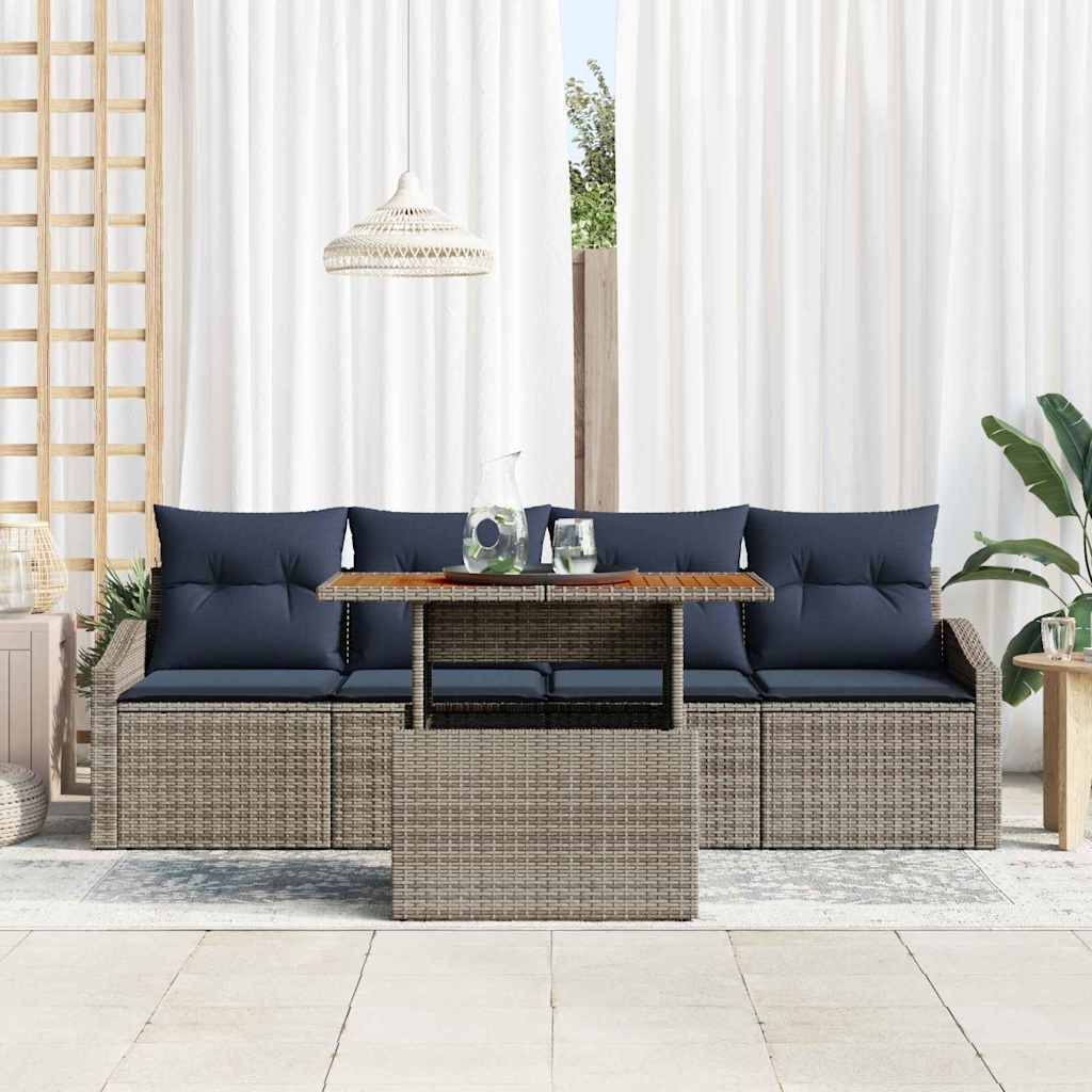 Tuin Sofa Set met opslag 5 pcs Grijs Poly riet is nu te koop bij PeponiXL, paradijselijk wonen!