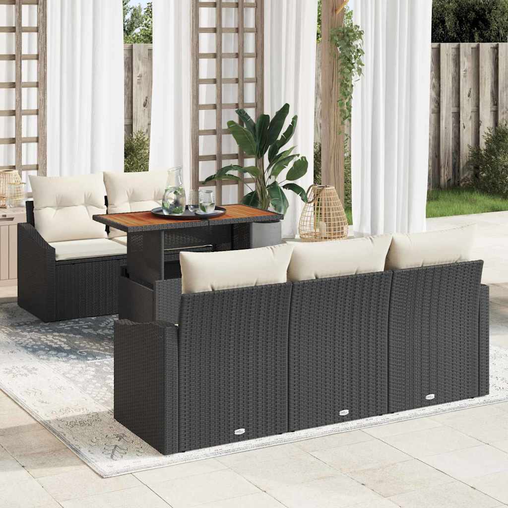 Tuin Sofa Set met opslag 6 pcs Zwart Poly riet is nu te koop bij PeponiXL, paradijselijk wonen!