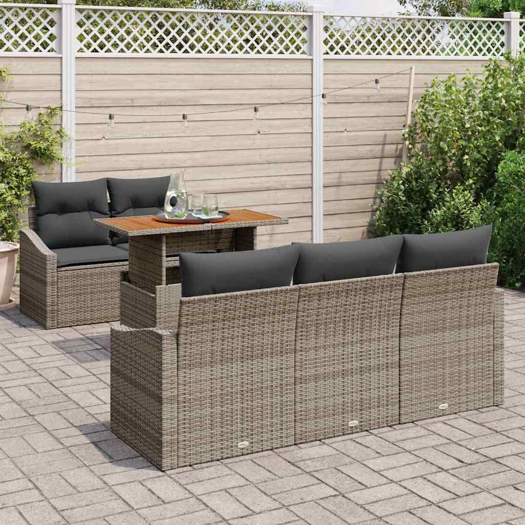 Tuin Sofa Set met opslag 6 pcs Grijs Poly riet is nu te koop bij PeponiXL, paradijselijk wonen!