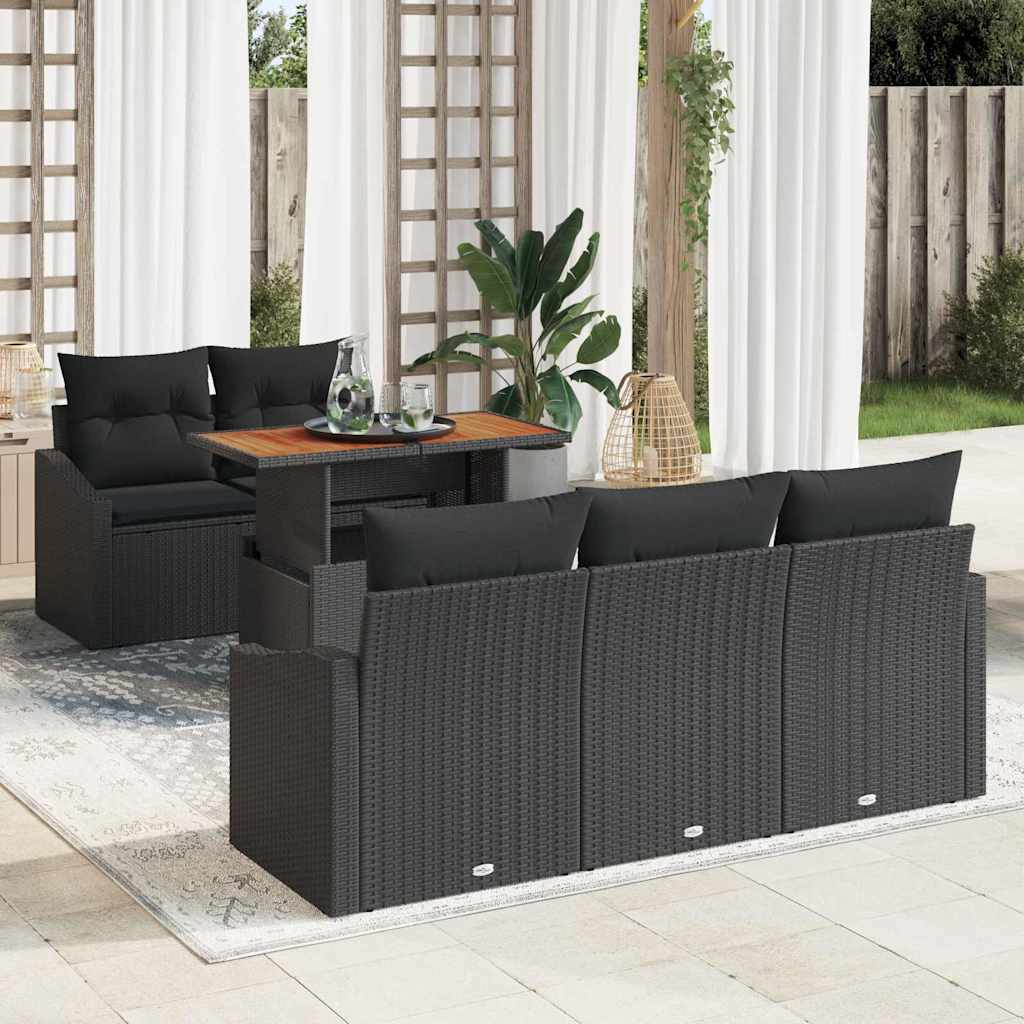 Tuin Sofa Set met opslag 6 pcs Zwart Poly riet is nu te koop bij PeponiXL, paradijselijk wonen!