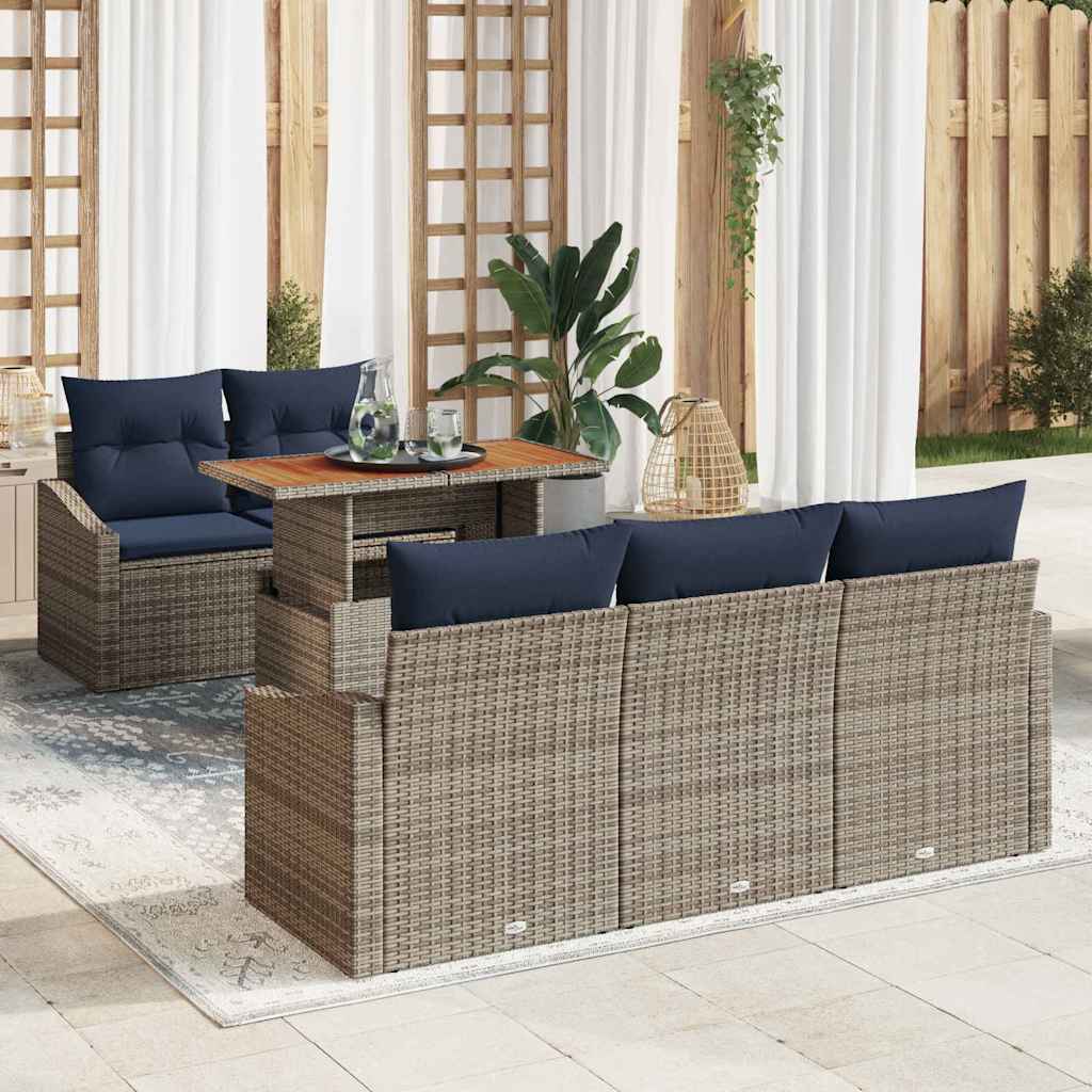 Tuin Sofa Set met opslag 6 pcs Grijs Poly riet is nu te koop bij PeponiXL, paradijselijk wonen!