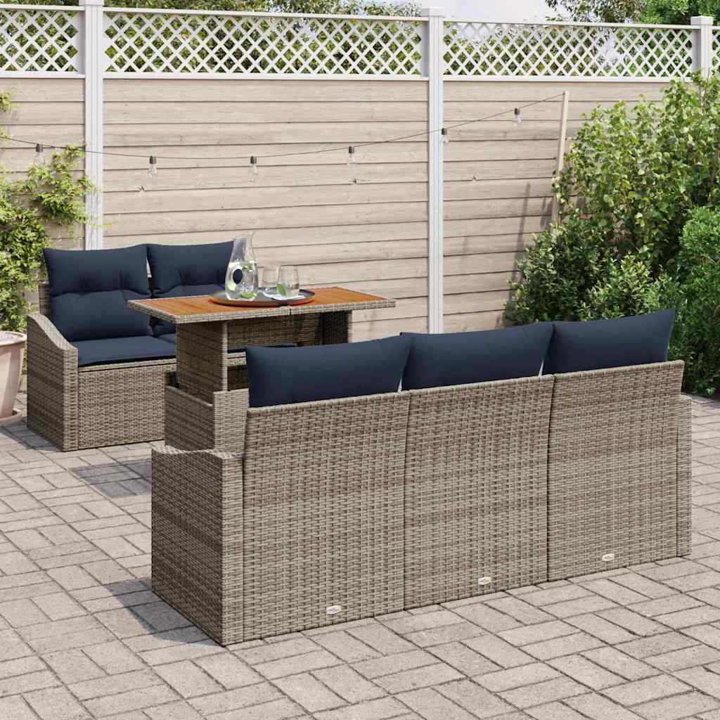 Tuin Sofa Set met opslag 6 pcs Grijs Poly riet is nu te koop bij PeponiXL, paradijselijk wonen!