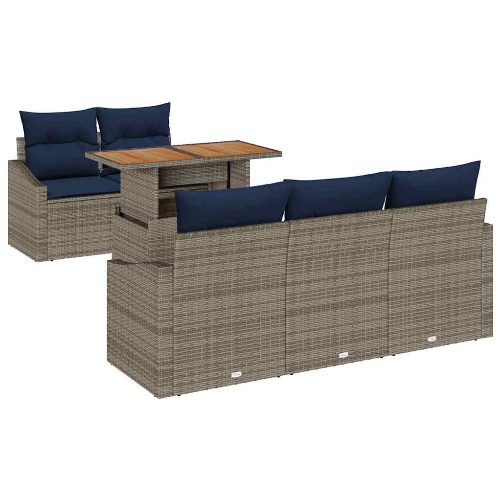 Tuin Sofa Set met opslag 6 pcs Grijs Poly riet is nu te koop bij PeponiXL, paradijselijk wonen!