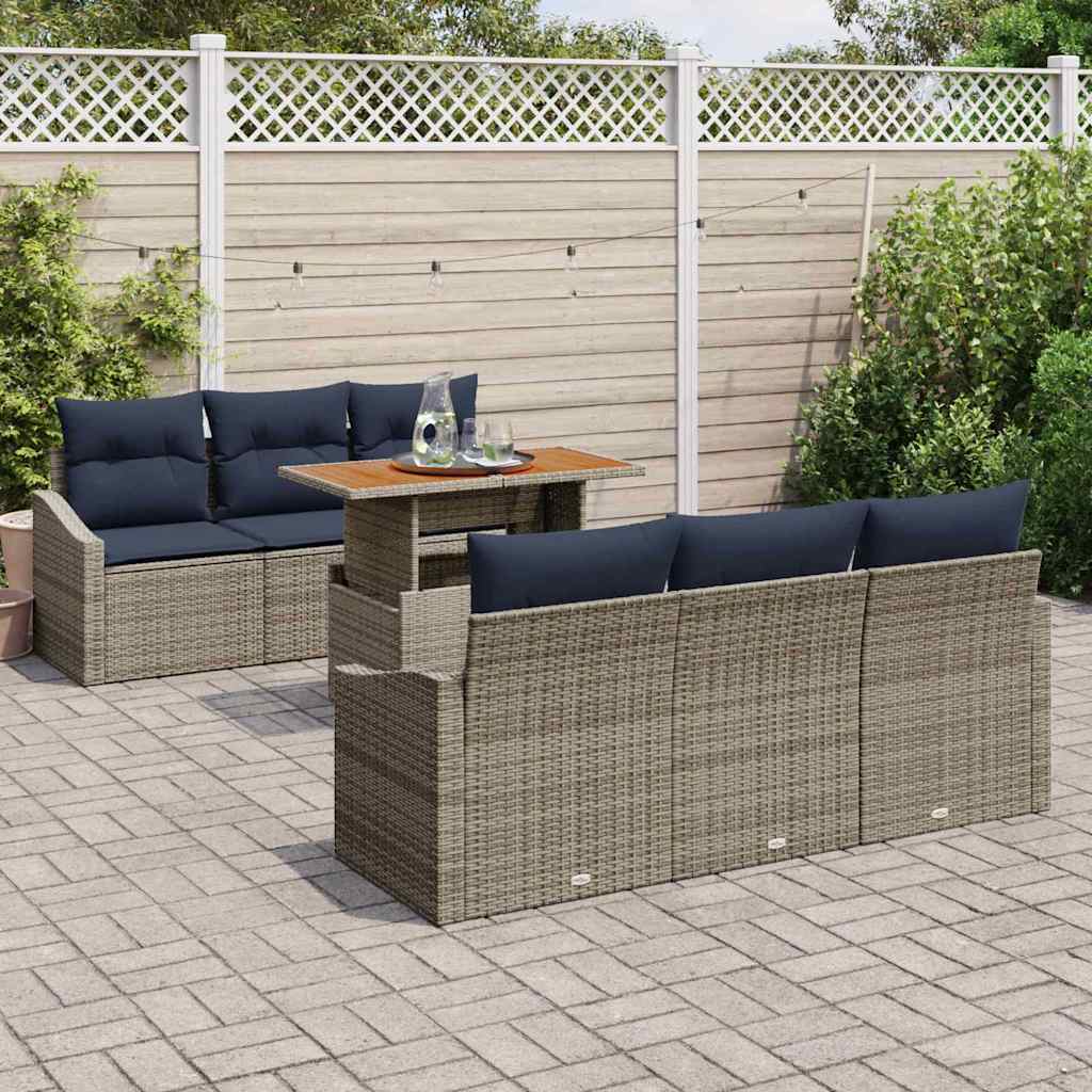 Tuin Sofa Set met opslag 7 pcs Grijs Poly riet is nu te koop bij PeponiXL, paradijselijk wonen!