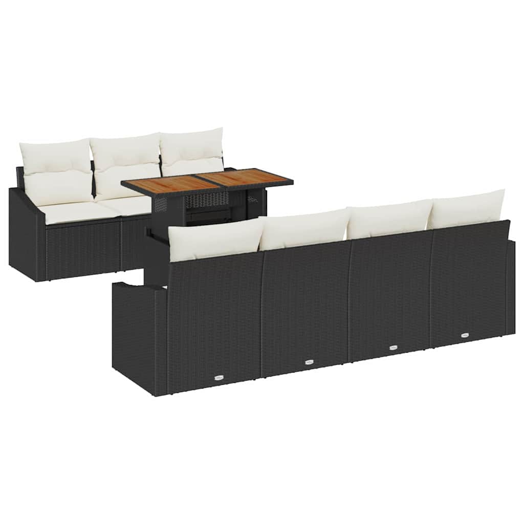 Tuin Sofa Set met opslag 8 pcs Zwart Poly riet is nu te koop bij PeponiXL, paradijselijk wonen!