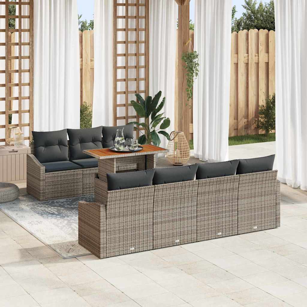 Tuin Sofa Set met opslag 8 pcs Grijs Poly riet is nu te koop bij PeponiXL, paradijselijk wonen!