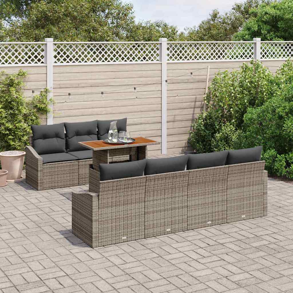 Tuin Sofa Set met opslag 8 pcs Grijs Poly riet is nu te koop bij PeponiXL, paradijselijk wonen!