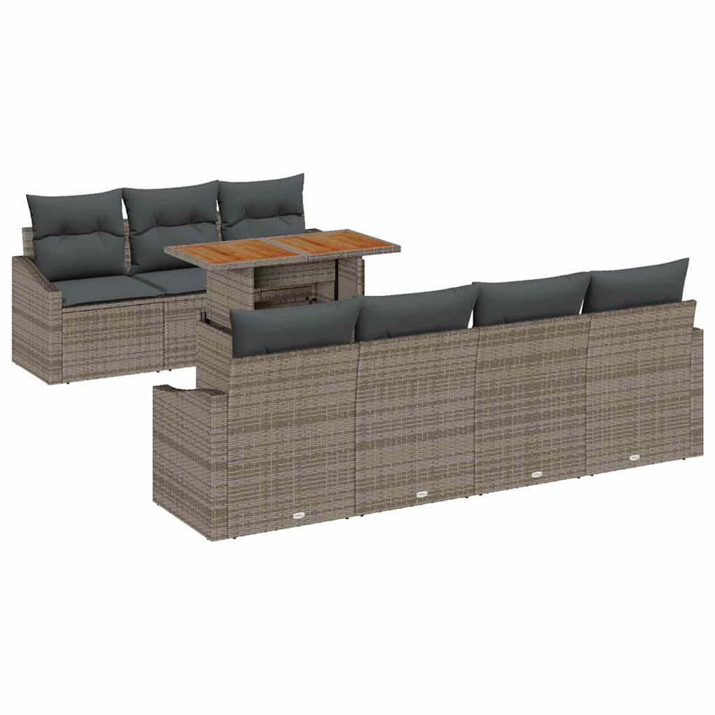Tuin Sofa Set met opslag 8 pcs Grijs Poly riet is nu te koop bij PeponiXL, paradijselijk wonen!
