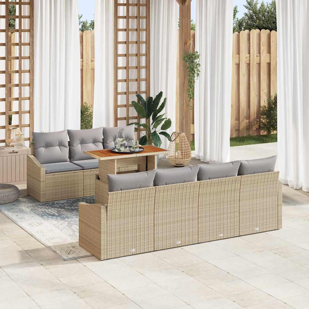 Tuin Sofa Set met opslag 8 pcs Beige Poly riet is nu te koop bij PeponiXL, paradijselijk wonen!