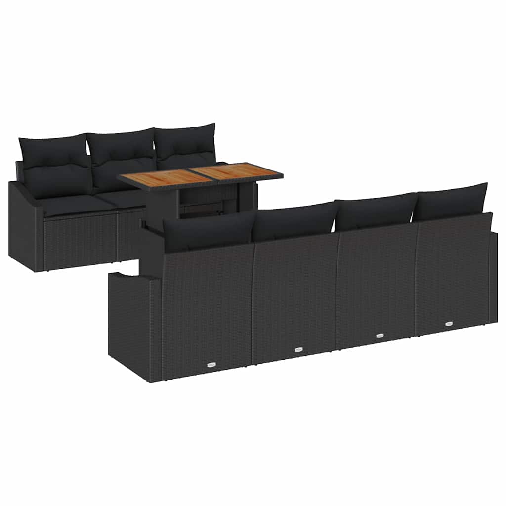 Tuin Sofa Set met opslag 8 pcs Zwart Poly riet is nu te koop bij PeponiXL, paradijselijk wonen!