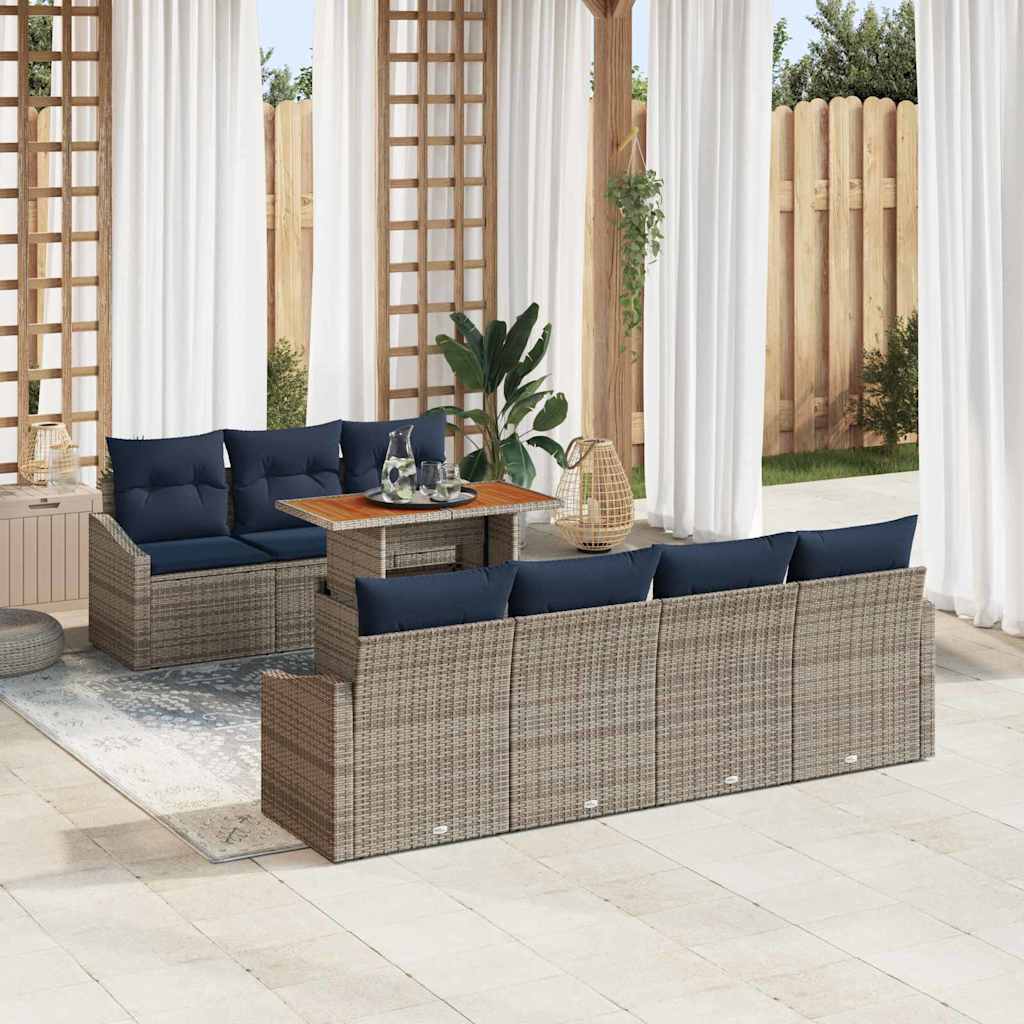 Tuin Sofa Set met opslag 8 pcs Grijs Poly riet is nu te koop bij PeponiXL, paradijselijk wonen!